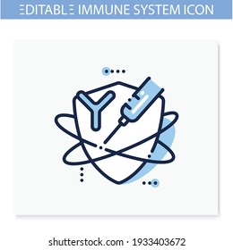 Immunoglobulin Therapy Line Icon. Health Injections. Immunology Concept. Body Defence System. Health, Immunity, Disease Prevention. Isolated Vector Illustration. Editable Stroke