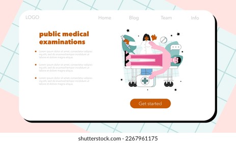 Immunologist web banner or landing page. Doctor in medical protective suit studying dangerous viruses. Immunodeficiency treatment, immune therapy and vaccination. Flat vector illustration