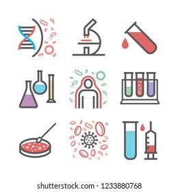 Immunology Department Line Icons. Immunity System. Clinic Signs. Vector Illustrations