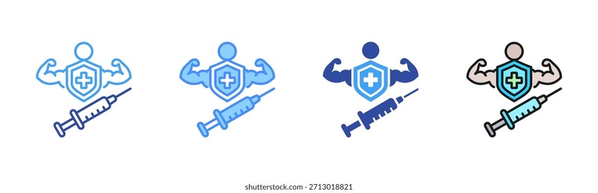 Icono de inmunología, conjunto de iconos de múltiples estilos
