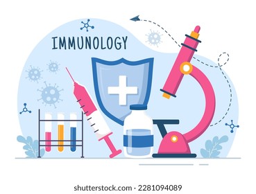 Immunology Illustration with People Immune Protection System Helping to Get Rid of Infections and Harmful Bacteria in Cartoon Hand Drawn Templates