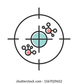 Immunotherapy Color Icon. Leukemia Test. Molecular Experiment. Oncology Examination. Lymphoma. Cells And Antibodies. Immune System. Medical Procedure. Healthcare. Virus. Isolated Vector Illustration