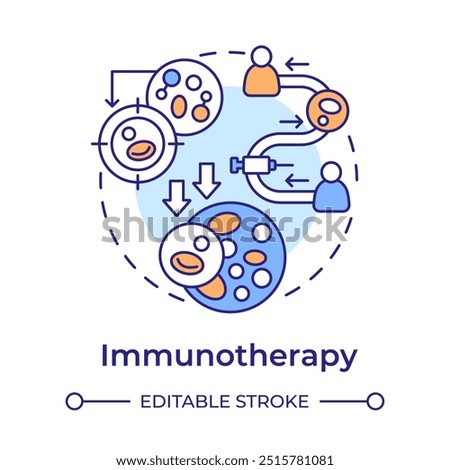 Immunotherapy multi color concept icon. Cancer treatment. Immune system booster. Anticancer vaccine. Round shape line illustration. Abstract idea. Graphic design. Easy to use in article