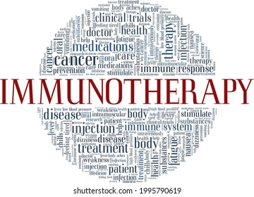 Immunotherapy Vector Illustration Word Cloud Isolated On A White Background.