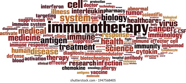 Immunotherapy Word Cloud Concept. Collage Made Of Words About Immunotherapy. Vector Illustration 