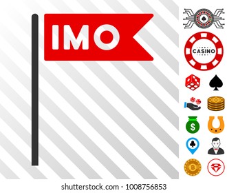 Imo Flag icon with bonus casino graphic icons. Vector illustration style is flat iconic symbols. Designed for gamble software.