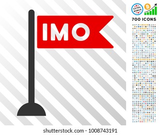 Imo Flag pictograph with 7 hundred bonus bitcoin mining and blockchain graphic icons. Vector illustration style is flat iconic symbols designed for bitcoin websites.