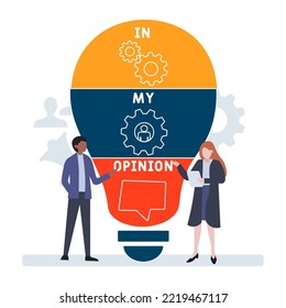 IMO - in my opinion acronym. business concept background.  vector illustration concept with keywords and icons. lettering illustration with icons for web banner, flyer, landing