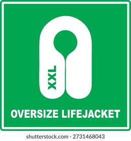 Icono de Vector de señalización de chaleco salvavidas de gran tamaño o Grande, aislado sobre fondo verde. Editable y escalable para instrucciones de seguridad marítima, emergencia y seguridad.