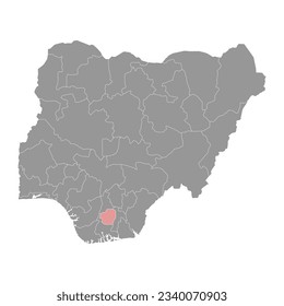 Mapa del estado de Imo, división administrativa del país de Nigeria. Ilustración vectorial.