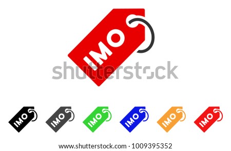 Imo Tag icon. Vector illustration style is a flat iconic imo tag symbol with gray, yellow, green, blue, red, black color variants. Designed for web and software interfaces.