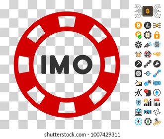 Imo Token icon with bonus bitcoin mining and blockchain design elements. Vector illustration style is flat iconic symbols. Designed for bitcoin websites.