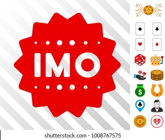 Imo Token pictograph with bonus gamble pictures. Vector illustration style is flat iconic symbols. Designed for casino apps.
