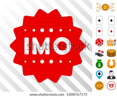 Imo Token pictograph with bonus gamble pictures. Vector illustration style is flat iconic symbols. Designed for casino apps.