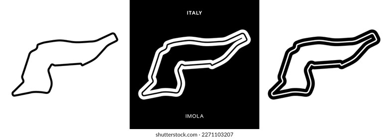 Imola Circuit Vector. Italy Imola Circuit Race Track Illustration with Editable Stroke. Stock Vector.