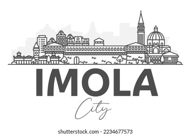Imola, Italy architecture line skyline illustration. Linear vector cityscape with famous landmarks, city sights, design icons. Landscape with editable strokes.