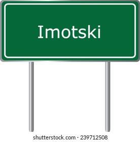 Imotski, Croatia, road sign green vector illustration, road table