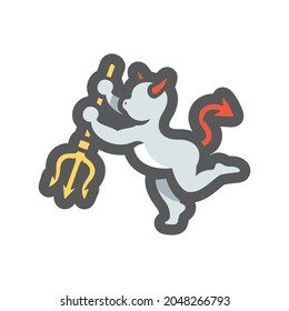 Imp with trident Vector icon Cartoon illustration