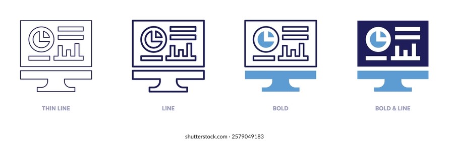 Impact analysis icon in 4 different styles. Thin Line, Line, Bold, and Bold Line. Duotone style. Editable stroke.