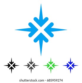 Impact Arrows flat vector pictograph. Colored impact arrows gray, black, blue, green pictogram versions. Flat icon style for graphic design.