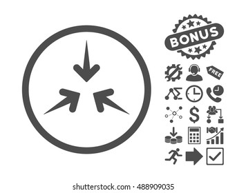 Impact Arrows icon with bonus pictograph collection. Vector illustration style is flat iconic symbols, gray color, white background.