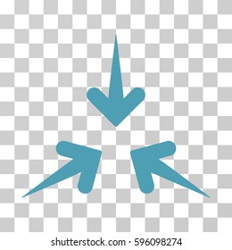 Impact Arrows icon. Vector illustration style is flat iconic symbol, cyan color, transparent background. Designed for web and software interfaces.
