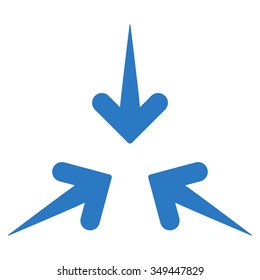 Impact Arrows vector icon. Style is flat symbol, smooth blue color, rounded angles, white background.