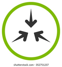 Impact Arrows vector icon. Style is bicolor flat circled symbol, eco green and gray colors, rounded angles, white background.