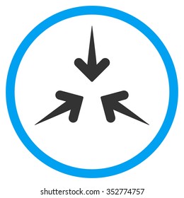 Impact Arrows vector icon. Style is bicolor flat circled symbol, blue and gray colors, rounded angles, white background.