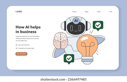 Impact of Artificial intelligence on business web banner or landing page. AI-powered analytics and forecasting. Self-learning computing system processing big data. Flat vector illustration