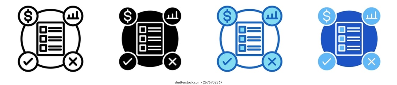 Conjunto de iconos de evaluación de impacto Colección de estilos múltiples