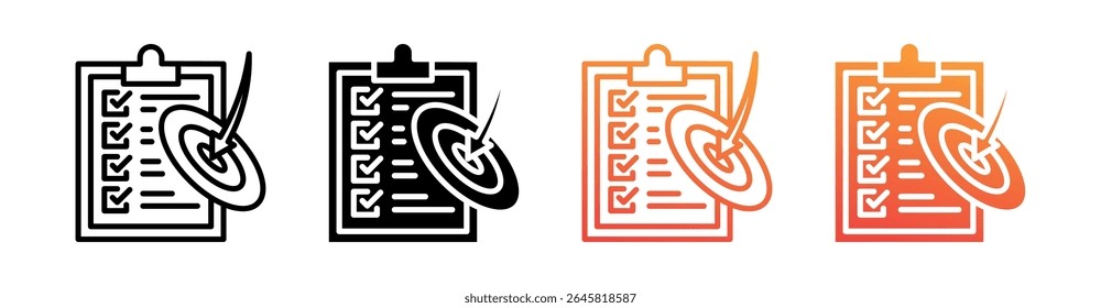 Evaluación de impacto Multi Style Icon Set Vector