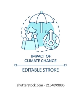 Impact of climate change turquoise concept icon. Mental state. Trend in psychology abstract idea thin line illustration. Isolated outline drawing. Editable stroke. Arial, Myriad Pro-Bold fonts used