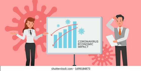 The impact of coronavirus on the stock exchange and the global economy. Business people character vector design.