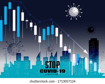 The impact of coronavirus on the stock exchange and the global economy. Stock market chart in down trend crisis from covid19 virus outbreak. Corona virus outbreak pandemic affects the Economic fallout