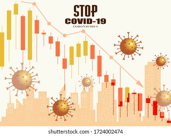 The Impact Of Coronavirus On The Stock Exchange And The Global Economy. Stock Market Chart In Down Trend Crisis From Covid19 Virus Outbreak. Corona Virus Outbreak Pandemic Affects The Economic Fallout