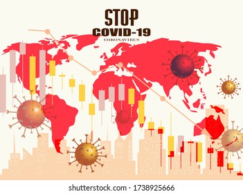 The Impact Of Coronavirus On The Stock Exchange And The Global Economy. Stock Market Chart In Down Trend Crisis From Covid19 Virus Outbreak. Corona Virus Outbreak Pandemic Affects The Economic Fallout