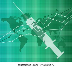 The impact of the discovery of the COVID-19 vaccine on the global economy and stock markets, vector illustration.