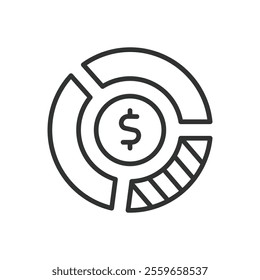 Impact of the dollar, icon in line design. Dollar, impact, currency, money, economy, financial, value on white background vector. Impact of the dollar editable stroke icon