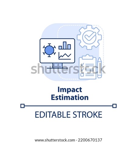 Impact estimation light blue concept icon. Data study, analysis. Disease monitoring abstract idea thin line illustration. Isolated outline drawing. Editable stroke. Arial, Myriad Pro-Bold fonts used