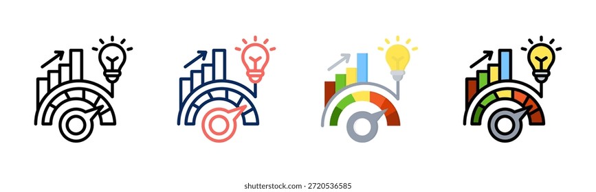 Conjunto de iconos de indicador de impacto colección de estilo múltiple