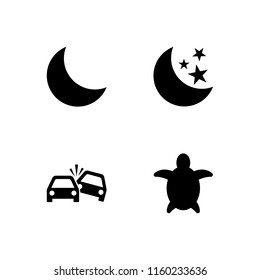 impact icon. 4 impact set with turtle, crash and moon vector icons for web and mobile app