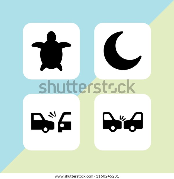 impact icon. 4 impact set with turtle,
crash and moon vector icons for web and mobile
app