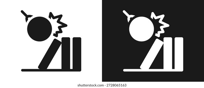 Aufprallsymbol-Set Glyphe auf weißem und schwarzem Hintergrund