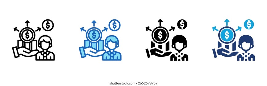 Ícone Investimento de impacto Ilustração de vetor de vários estilos