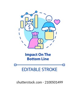 Impact on bottom line concept icon. Final income. Customer service benefits abstract idea thin line illustration. Isolated outline drawing. Editable stroke. Roboto-Medium, Myriad Pro-Bold fonts used