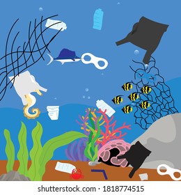 The impact of plastic waste on marine pollution disturbs the ecosystem or habitat of marine animals such as fish, turtles and so on