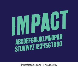 Impact press font set in vector format