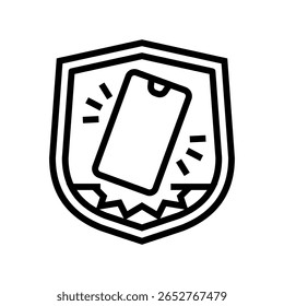 vetor de linha de invólucro resistente a impactos. sinal de invólucro resistente a impactos. símbolo de contorno isolado ilustração preta