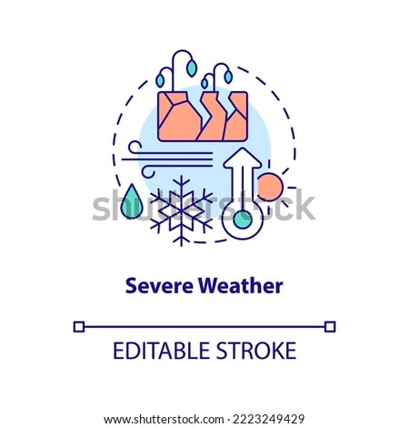 Impact of severe weather concept icon. Agriculture challenge. Food security abstract idea thin line illustration. Isolated outline drawing. Editable stroke. Arial, Myriad Pro-Bold fonts used